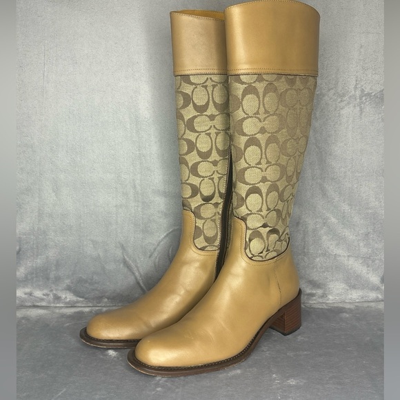 π₯π₯π₯Coach Signature Series Riding Boots Carol F1 Style Monogram Size: 7Bπ₯π₯π₯ - Picture 1 of 12